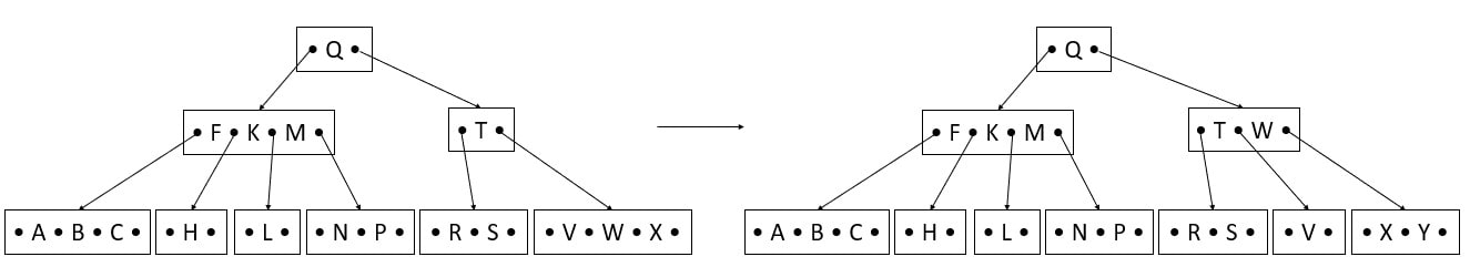 insert y in B tree