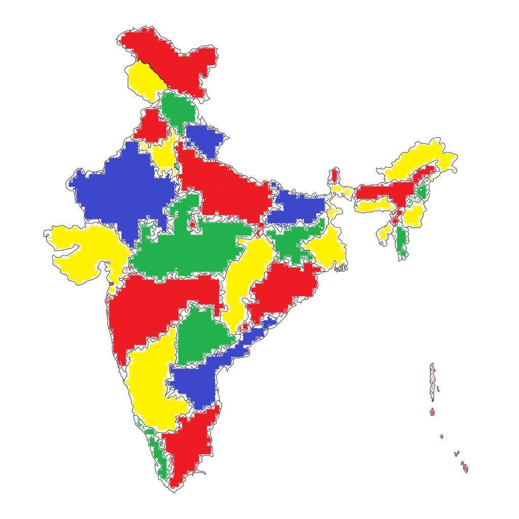 India with four colour