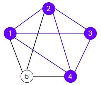 Clique Problem graph with complete subgraph